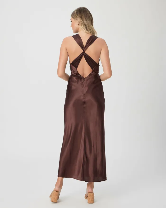 Women PAIGE Marcel Dress 8211 Rum Raisin Silk Satin Dresses Women PAIGE Marcel Dress 8211 Rum Raisin Silk Satin Dresses