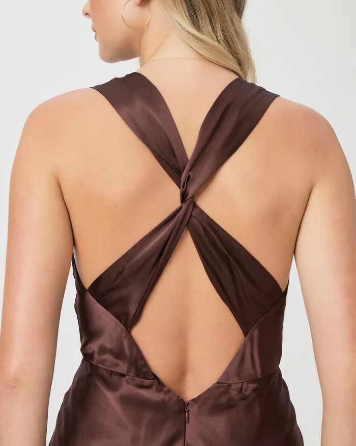Women PAIGE Marcel Dress 8211 Rum Raisin Silk Satin Dresses Women PAIGE Marcel Dress 8211 Rum Raisin Silk Satin Dresses
