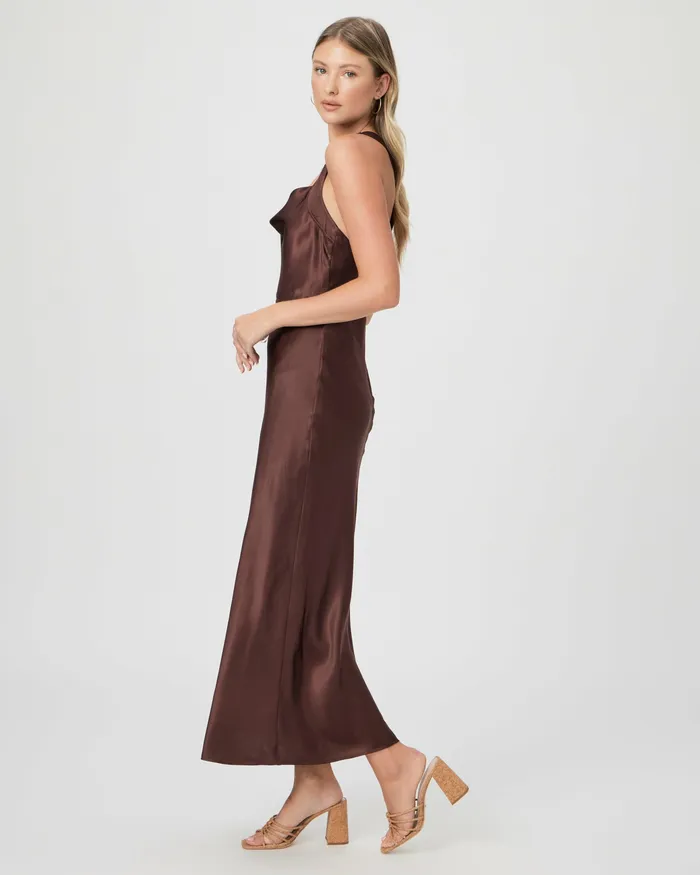 Women PAIGE Marcel Dress 8211 Rum Raisin Silk Satin Dresses Women PAIGE Marcel Dress 8211 Rum Raisin Silk Satin Dresses
