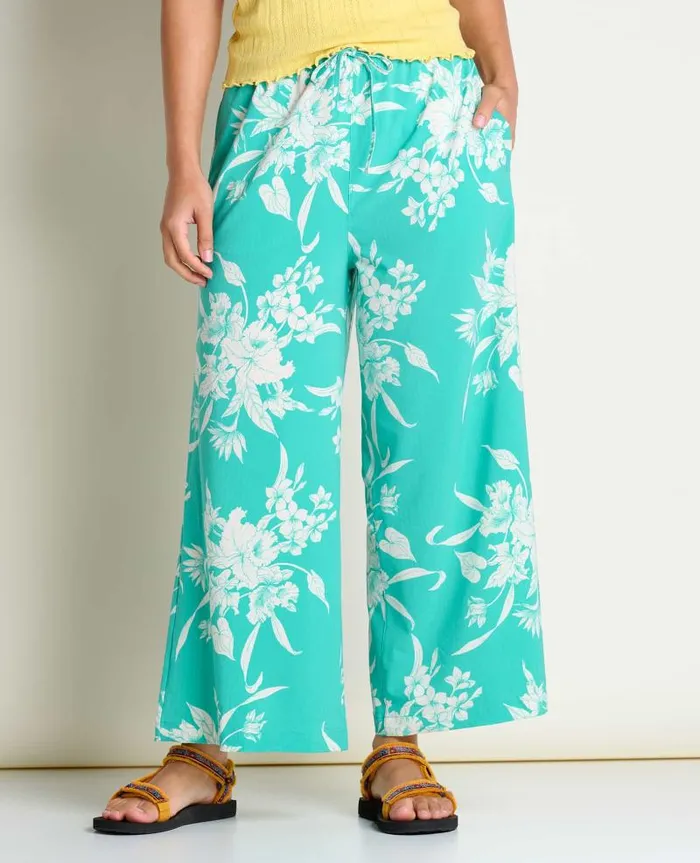 Women Pants Toad and Co Sunkissed Wide Leg Pant II Salt Leaf Texture Print