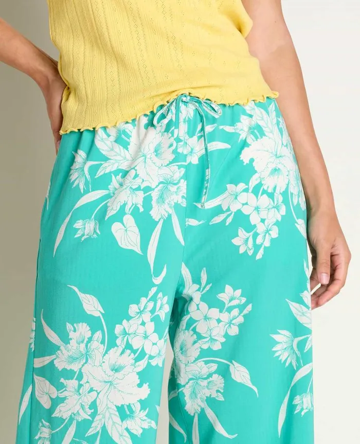 Women Pants Toad and Co Sunkissed Wide Leg Pant II Salt Leaf Texture Print