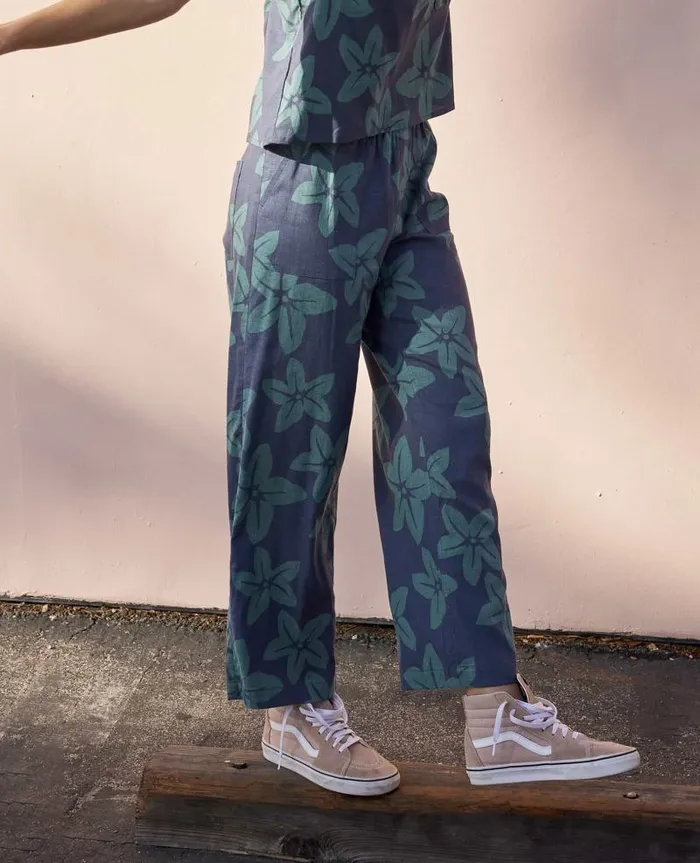 Women Pants Toad and Co Taj Hemp Pant Jasper Large Floral Print