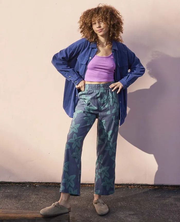 Women Pants Toad and Co Taj Hemp Pant Jasper Large Floral Print
