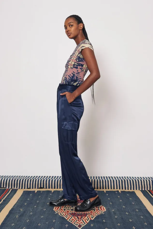 Women Pebble Satin Midnight Carly Pant Raquel Allegra Bottoms