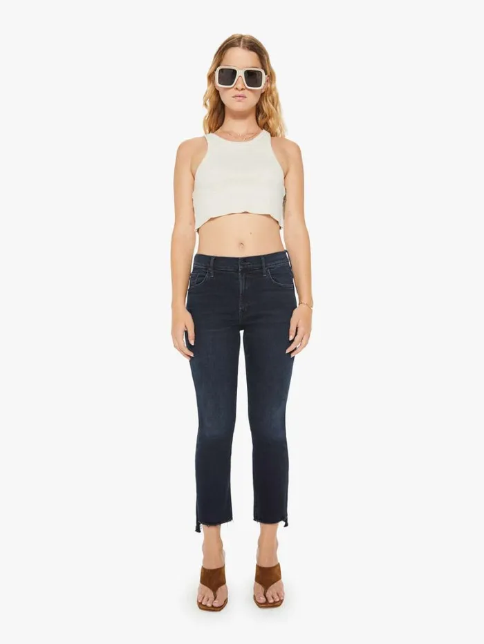 Women Petites Mother Denim Petites The Lil039 Insider Crop Step Fray Wash Night In Venice