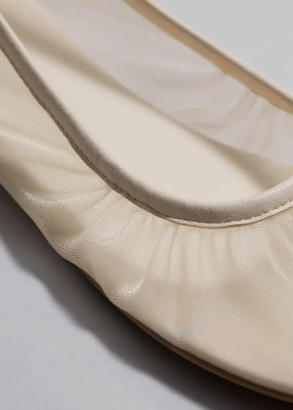 Women Pumps and Other Stories LeatherTrimmed Mesh Ballet Flats Cream Women Pumps and Other Stories LeatherTrimmed Mesh Ballet Flats Cream