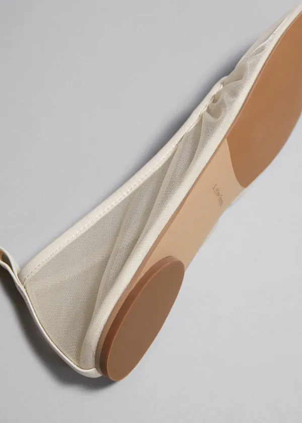 Women Pumps and Other Stories LeatherTrimmed Mesh Ballet Flats Cream Women Pumps and Other Stories LeatherTrimmed Mesh Ballet Flats Cream