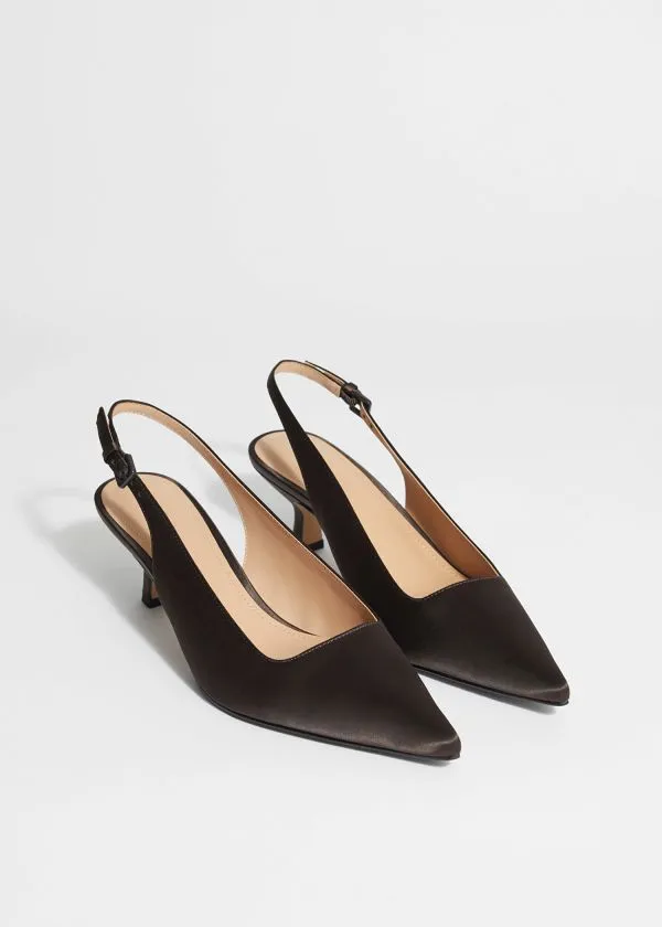 Women Pumps and Other Stories Pointed Slingback Pumps Mahogany