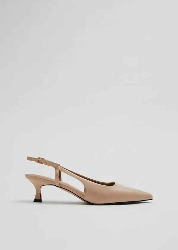 Women Pumps and Other Stories Slingback Leather Pumps Ecru