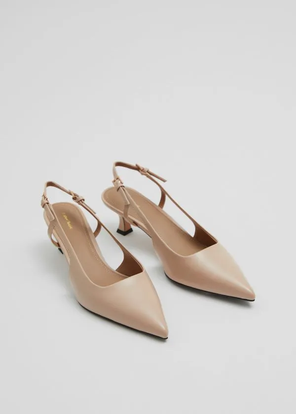 Women Pumps and Other Stories Slingback Leather Pumps Ecru