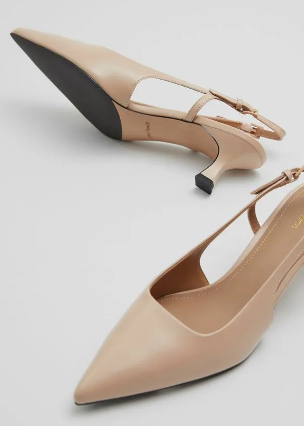 Women Pumps and Other Stories Slingback Leather Pumps Ecru
