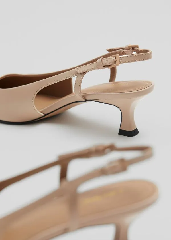 Women Pumps and Other Stories Slingback Leather Pumps Ecru