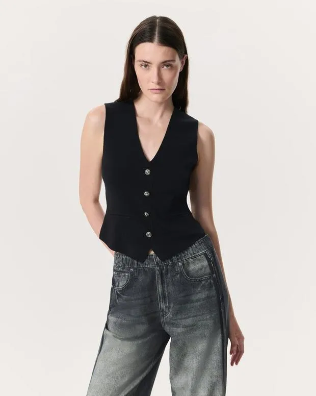 Women rag and bone Ella Merino WoolBlend Sweater Vest BlackDark Taupe Sweaters and Sweatshirts Women rag and bone Ella Merino WoolBlend Sweater Vest BlackDark Taupe Sweaters and Sweatshirts