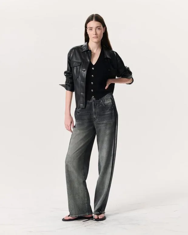 Women rag and bone Ella Merino WoolBlend Sweater Vest BlackDark Taupe Sweaters and Sweatshirts