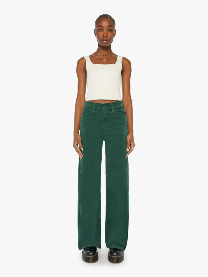 Women Relaxed Mother Denim The Ditcher Roller Zip Sneak Dark Green