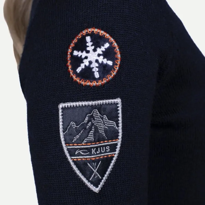 Women Retro Patch Sweater Deep Space KJUS Midlayers and Sweaters