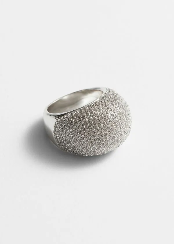 Women Rings and Other Stories Crystal Dome Ring Silver