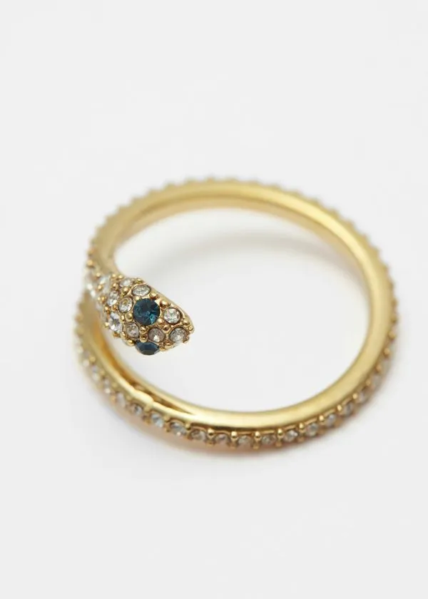 Women Rings and Other Stories Crystal Snake Ring Gold