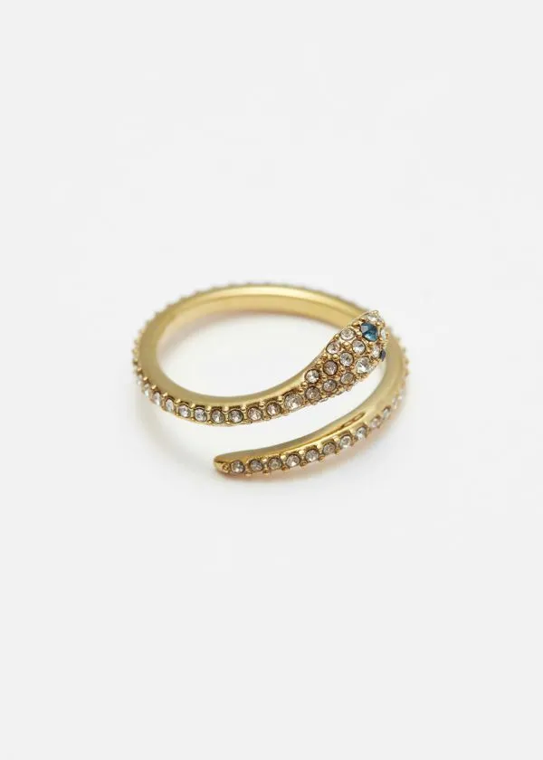 Women Rings and Other Stories Crystal Snake Ring Gold