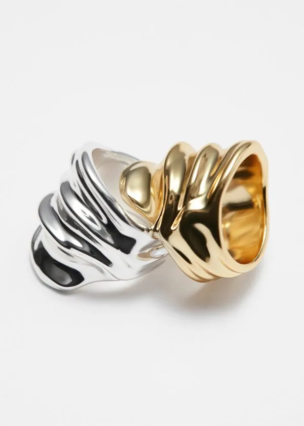 Women Rings and Other Stories Wavy Sculptural Ring Gold