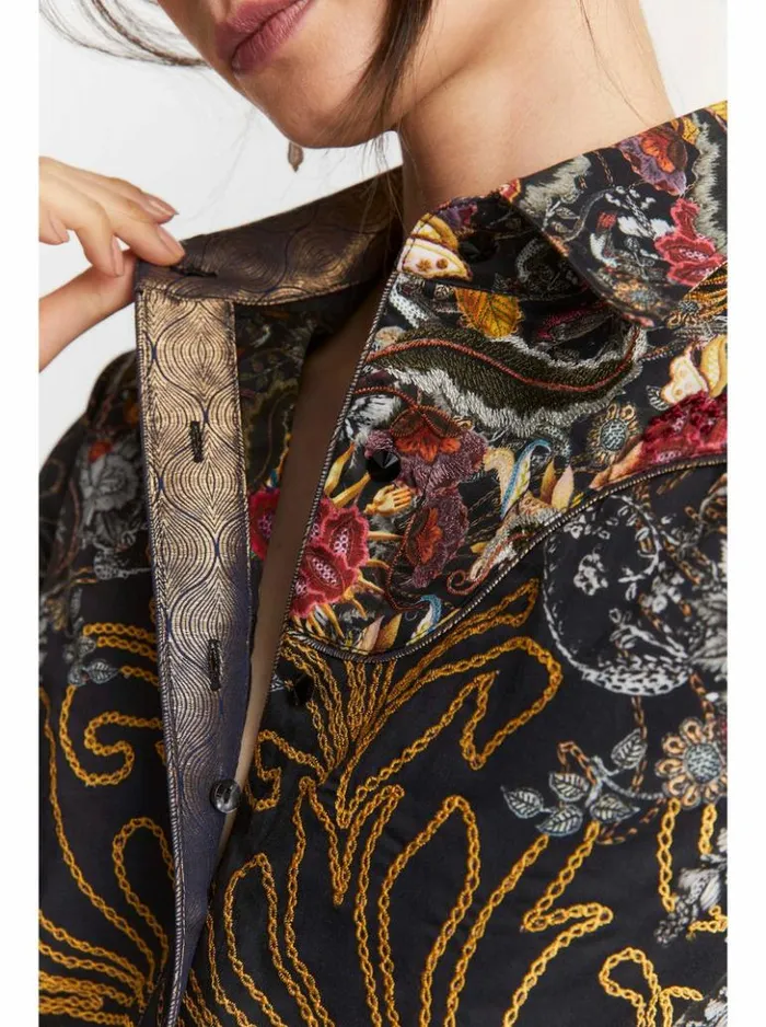 Women Robert Graham Tops Limited Edition Jeweled Goddess Long Sleeve Shirt Multi