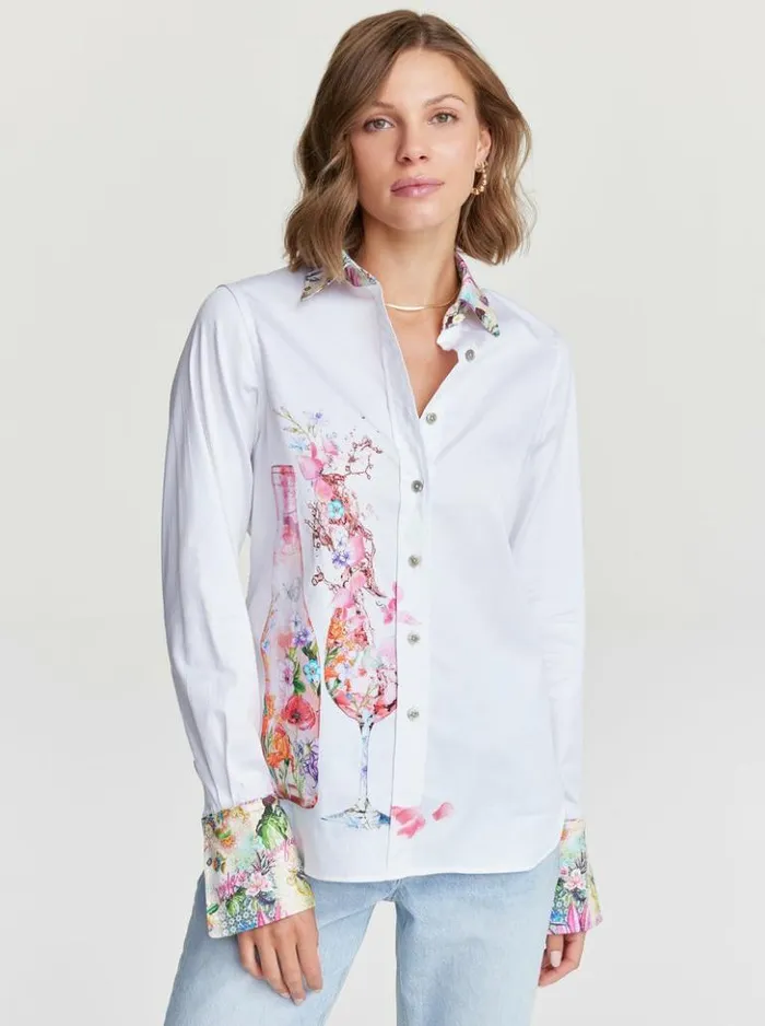 Women Robert Graham Tops Ros Bouquet Shirt White