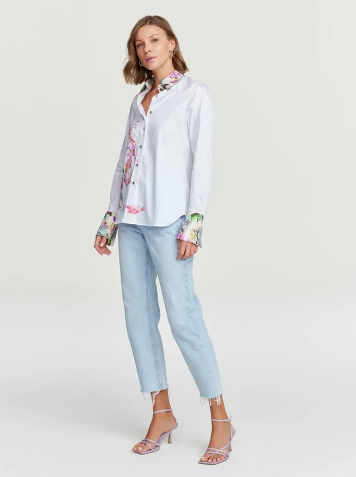 Women Robert Graham Tops Ros Bouquet Shirt White