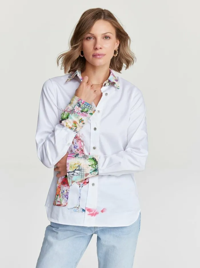 Women Robert Graham Tops Ros Bouquet Shirt White