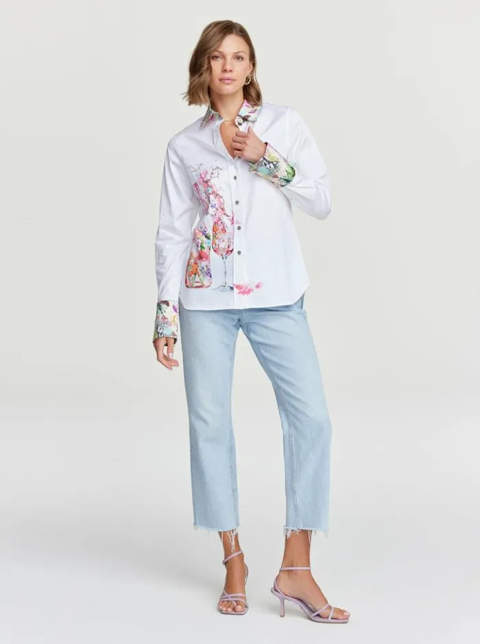 Women Robert Graham Tops Ros Bouquet Shirt White