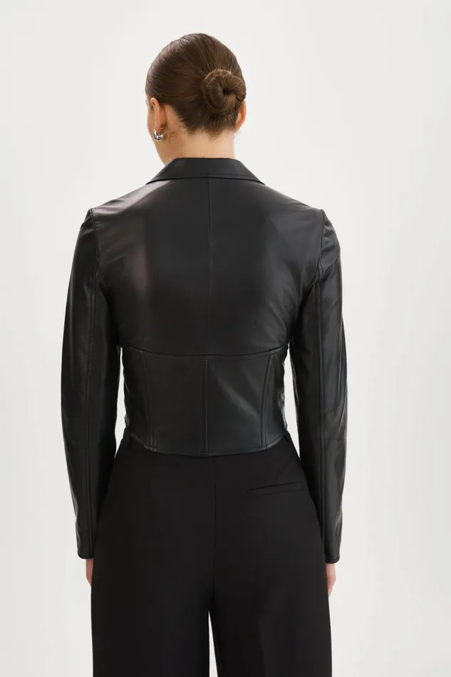 Women ROMI Leather Corset Jacket Black LAMARQUE Tops