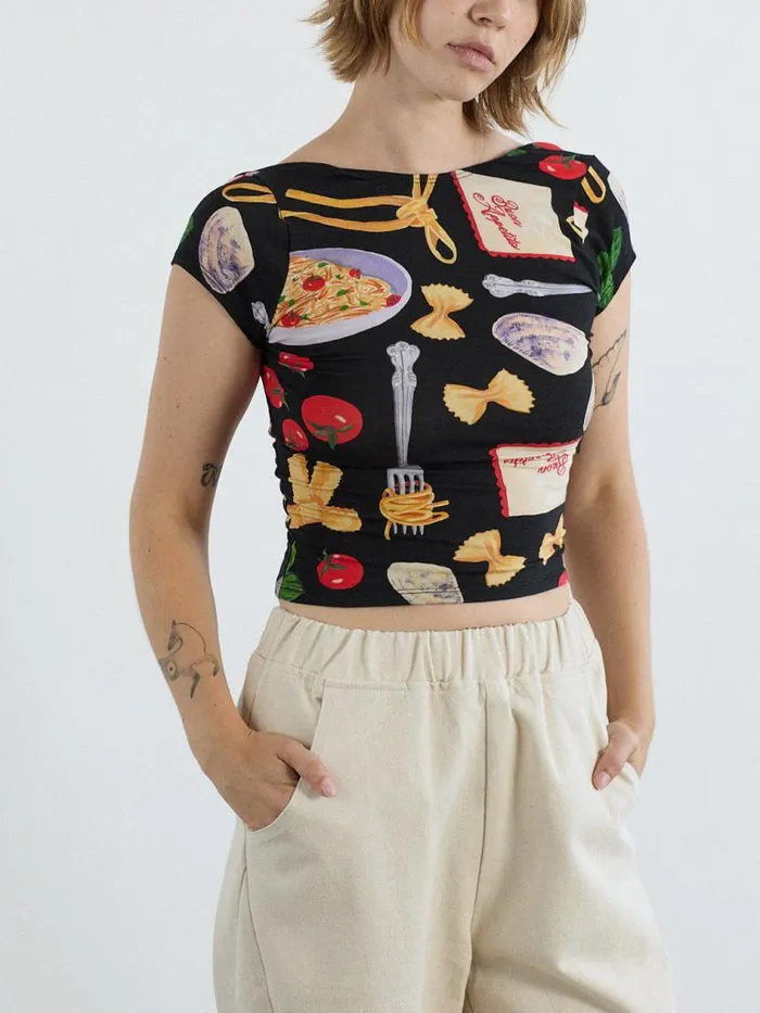 Women Rowan Tee Buon Appetito Black Lisa Says Gah Tops