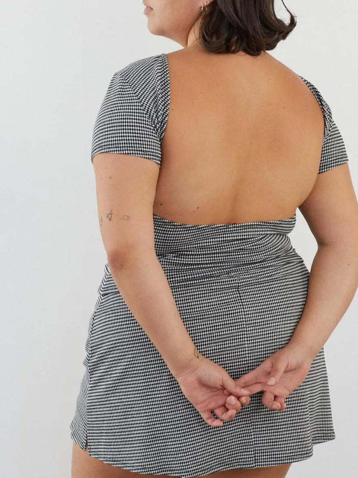 Women Rowan Tee Caviar Gingham Lisa Says Gah Tops