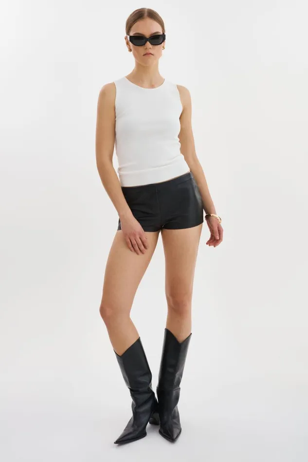 Women RUKIYA Leather LowRise Hot Short Black LAMARQUE Pants and Shorts