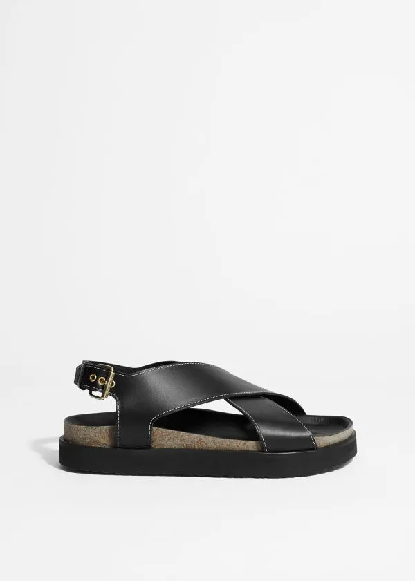 Women Sandals and Other Stories CrissCross Leather Sandals Black