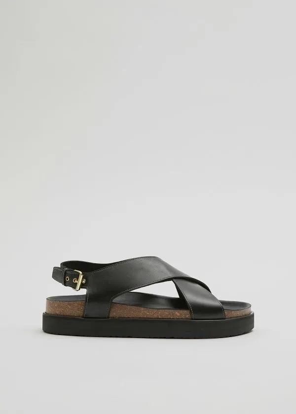 Women Sandals and Other Stories CrissCross Leather Sandals Black