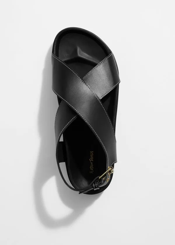 Women Sandals and Other Stories CrissCross Leather Sandals Black