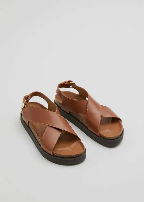 Women Sandals and Other Stories CrissCross Leather Sandals Cognac