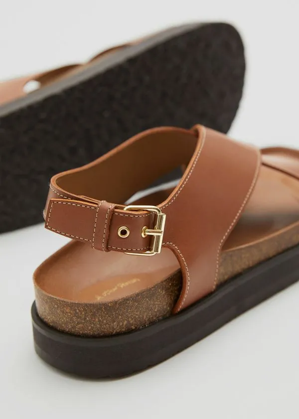 Women Sandals and Other Stories CrissCross Leather Sandals Cognac
