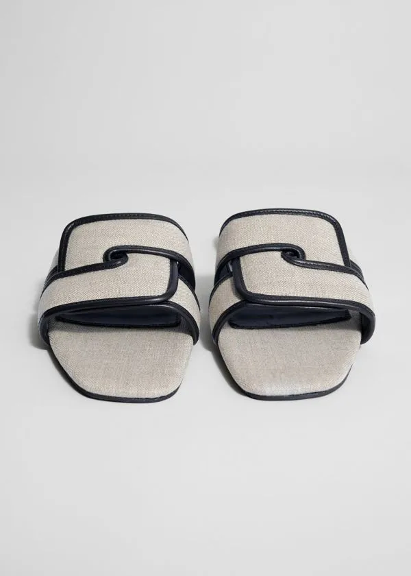 Women Sandals and Other Stories Leather Slides Linen Women Sandals and Other Stories Leather Slides Linen