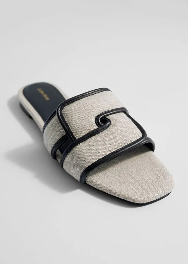 Women Sandals and Other Stories Leather Slides Linen Women Sandals and Other Stories Leather Slides Linen