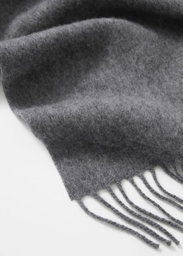 Women Scarves and Other Stories Fringed Wool Blanket Scarf Grey