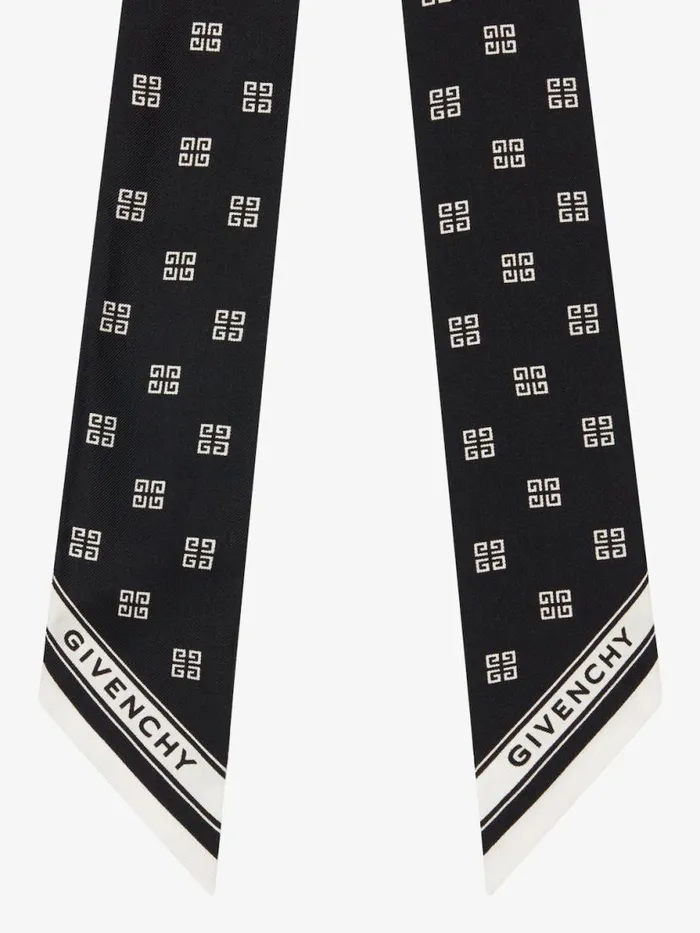 Women Scarves Givenchy Bandeau In 4G Silk Blackwhite Women Scarves Givenchy Bandeau In 4G Silk Blackwhite