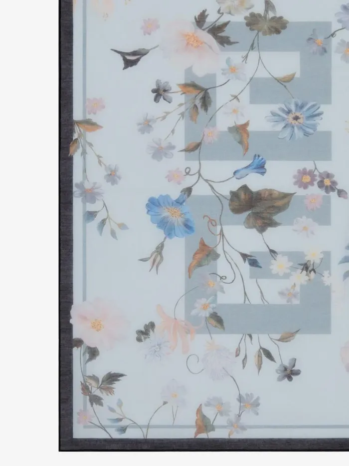 Women Scarves Givenchy Shawl In Silk And Cotton Jacquard With 4G Flowers Print Frost