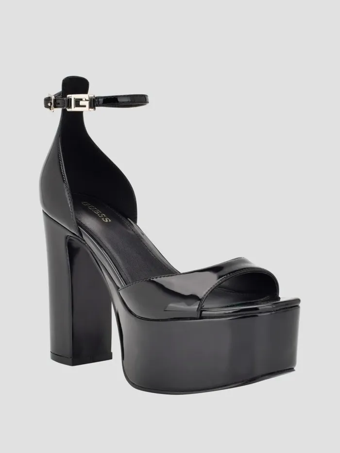 Women Selima Platform Heels Black 001 Heels GUESS
