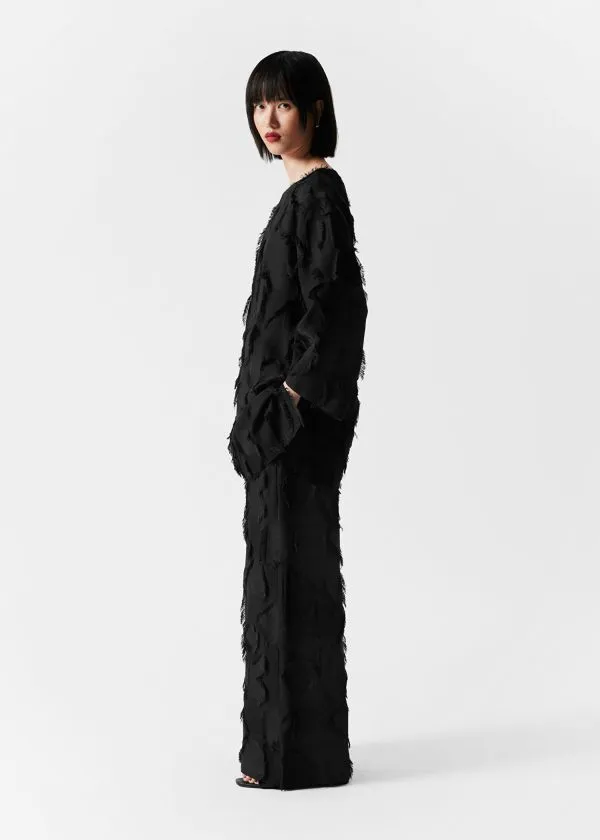 Women Sets and Suits and Other Stories Fringed Mini Tunic Dress Black