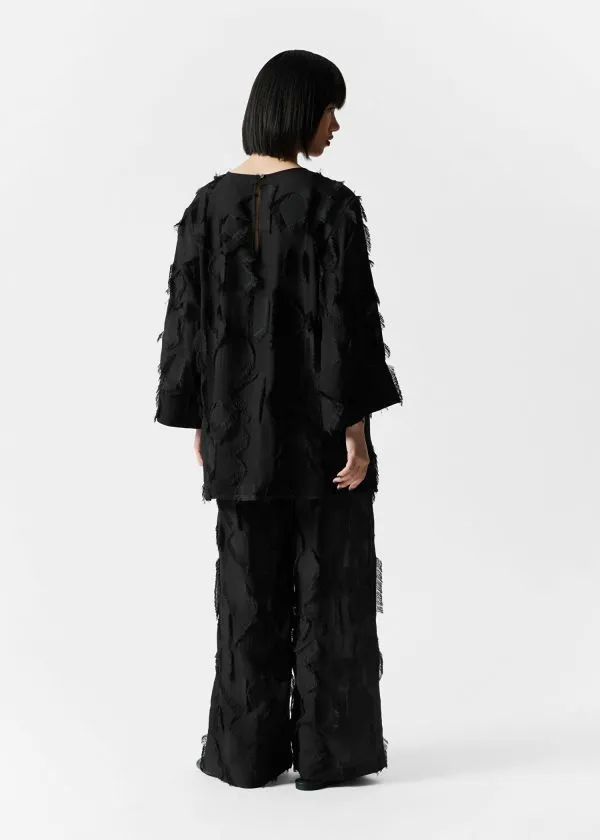 Women Sets and Suits and Other Stories Fringed Mini Tunic Dress Black
