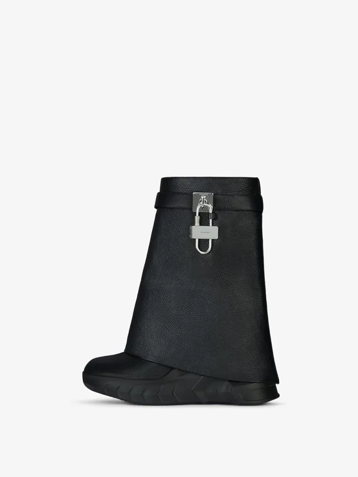 Women Shark Lock Givenchy Shark Lock Biker Ankle Boots In Grained Leather Black