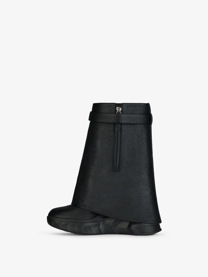 Women Shark Lock Givenchy Shark Lock Biker Ankle Boots In Grained Leather Black