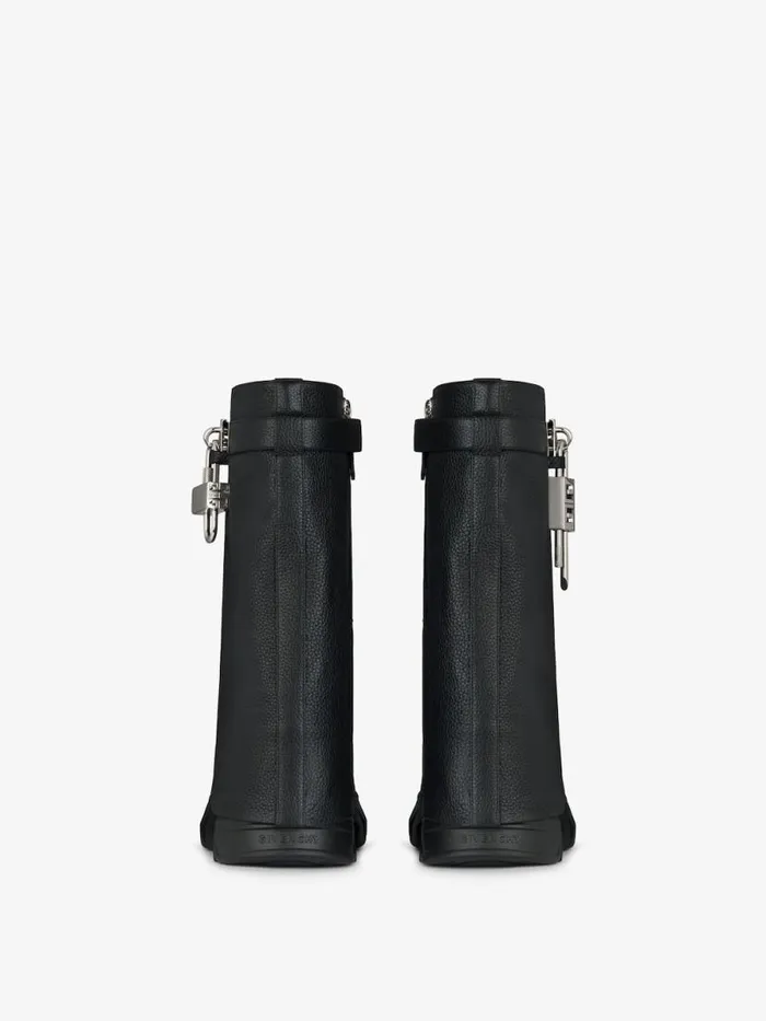 Women Shark Lock Givenchy Shark Lock Biker Ankle Boots In Grained Leather Black