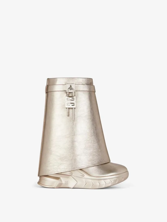 Women Shark Lock Givenchy Shark Lock Biker Ankle Boots In Leather Dusty Golden